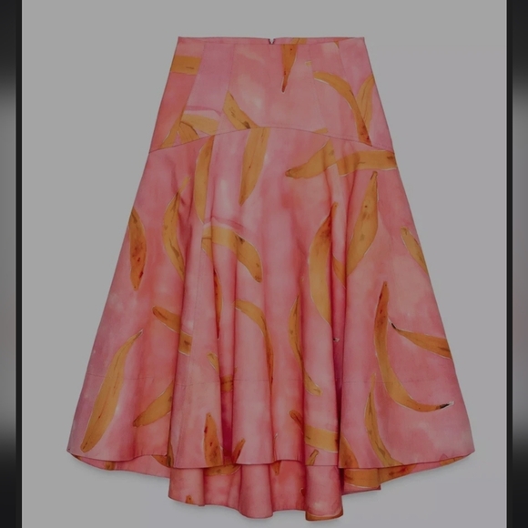 ZARA ZW COLLECTION PRINTED MID-WAIST ASYMMETRIC MIDI SKIRT 🧡💛💗 - Picture 7 of 12